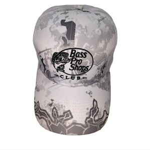 Bass Pro Shops Club Hat Cap Outdoor Fishing Camo White Gray One Size Snap Back